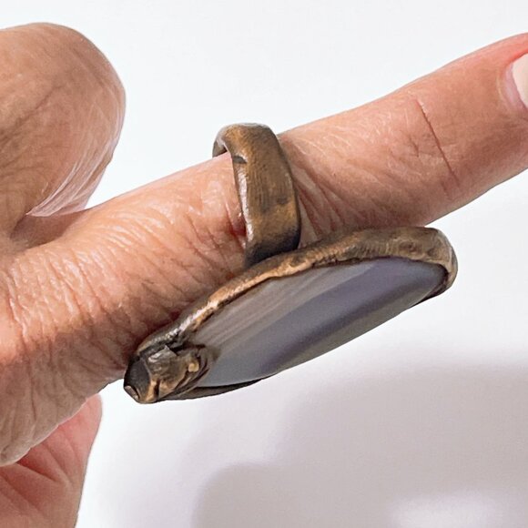 Handcrafted Copper Ring With Purple Agate Stone size 9.5 - Picture 7 of 8